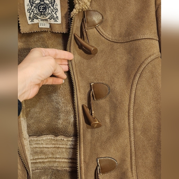 Esprit Fur Lined Coat, Faux Suede / Faux Fur, Vintage Esprit, Size Small - Picture 7 of 11